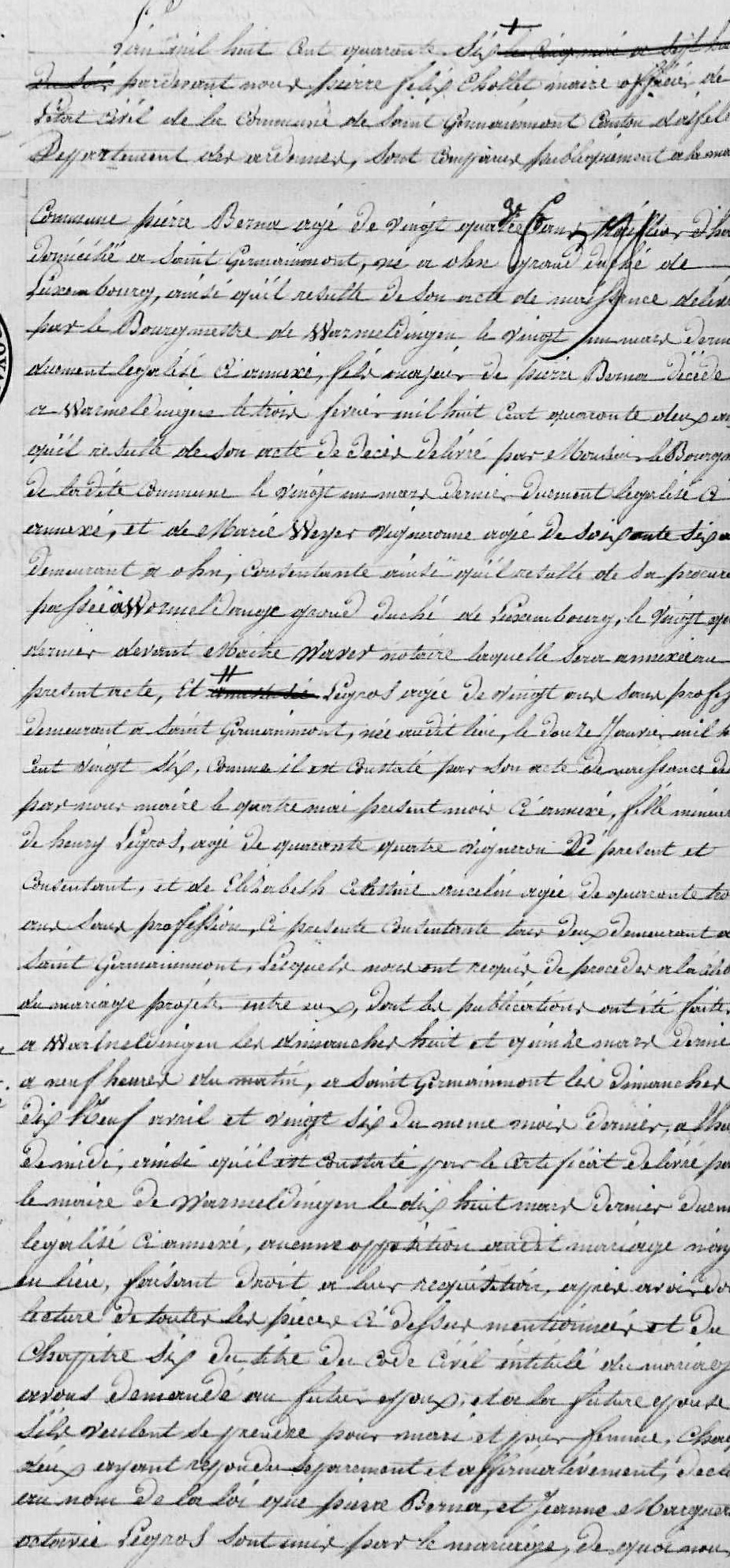 Mariage Bernot Pierre - Legros Jeanne Marguerite Octavie 23-05-1846 -1.jpg